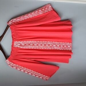 Coral off shoulder summer top
